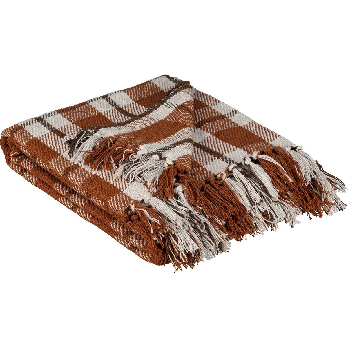 Orange Plaid Throw Blanket