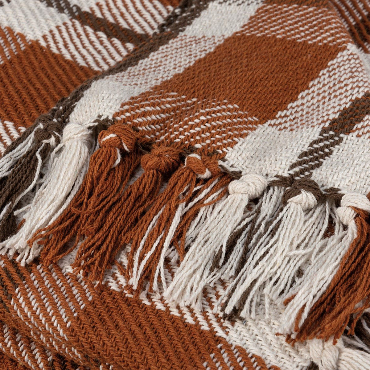 Orange Plaid Throw Blanket