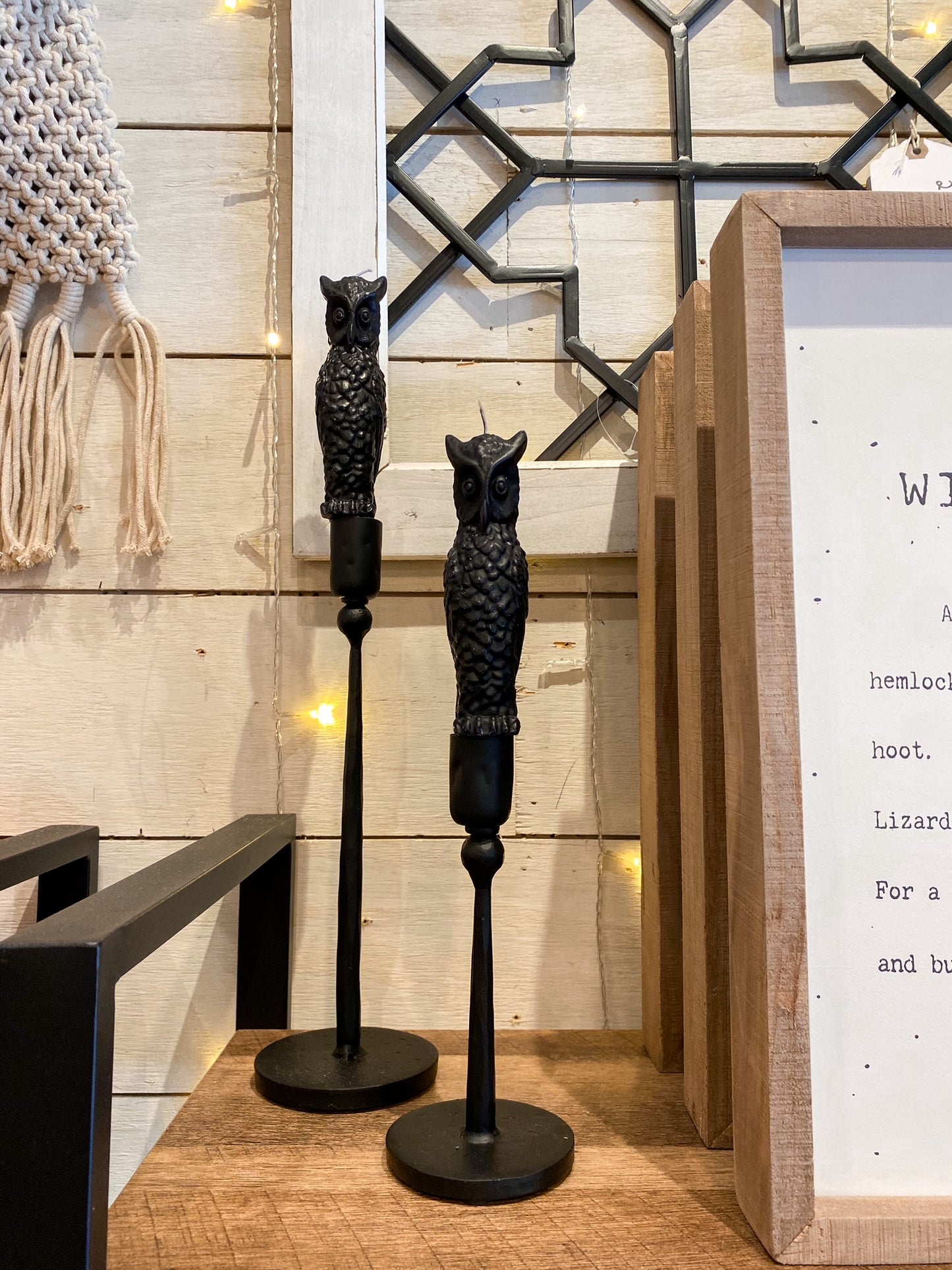 Black Owl Candles, Set of 2
