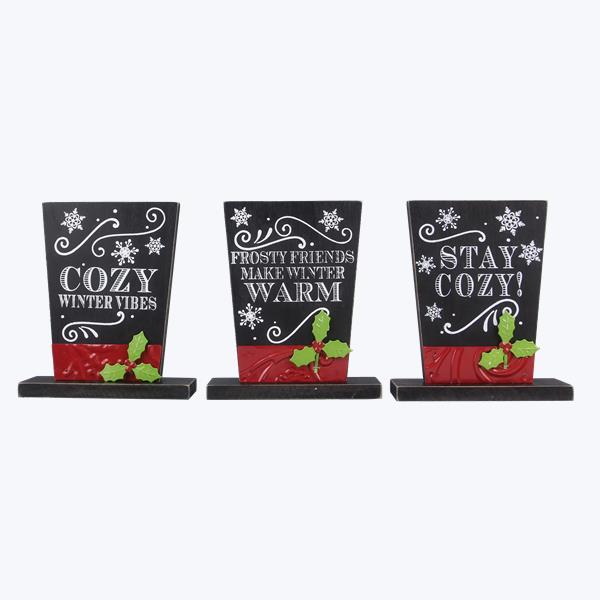 Wood Christmas Top Hat Tabletop Sign, 3 styles