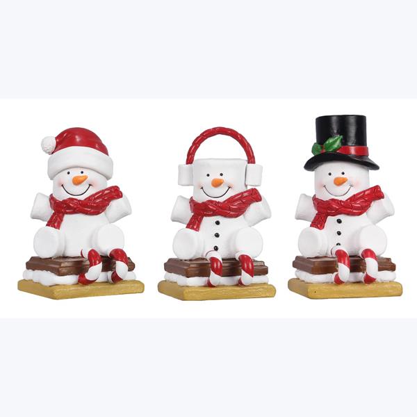 Cocoa and Cookies Snowman Marshmallow on S'mores, 3 styles