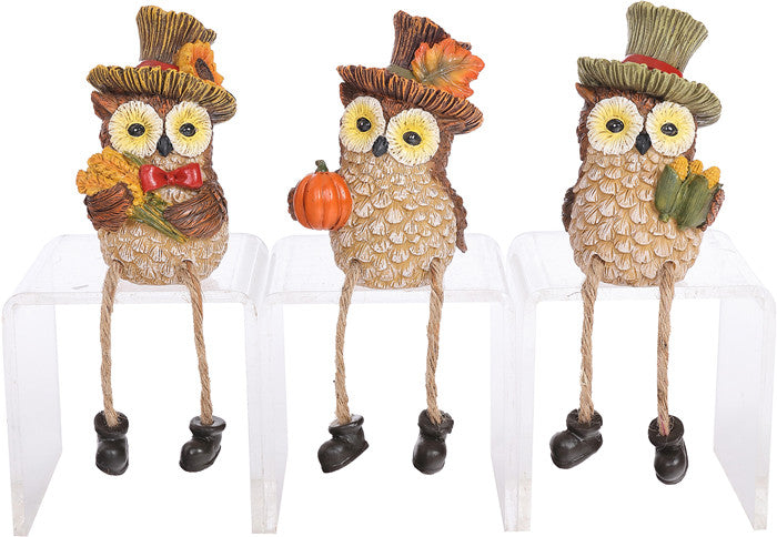 Resin Fall Owl Sitters, 3 styles