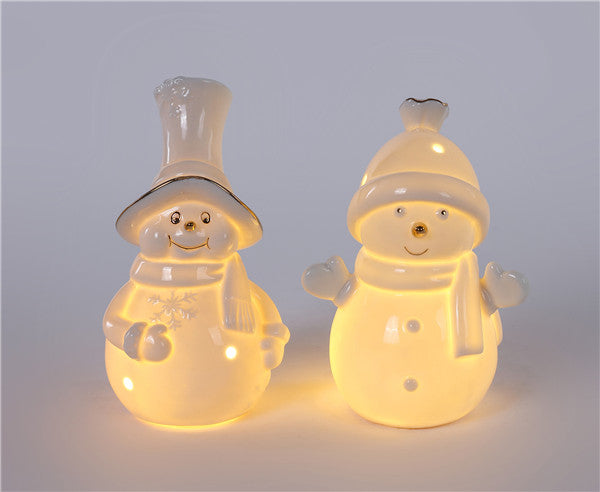 White Snowman Glow Figurine, 2 styles