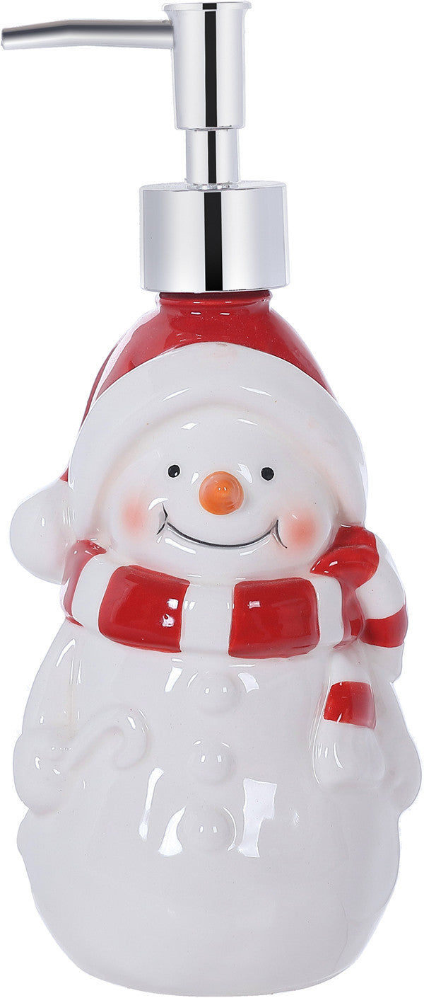 Red and White Snowman Soap Dispenser
