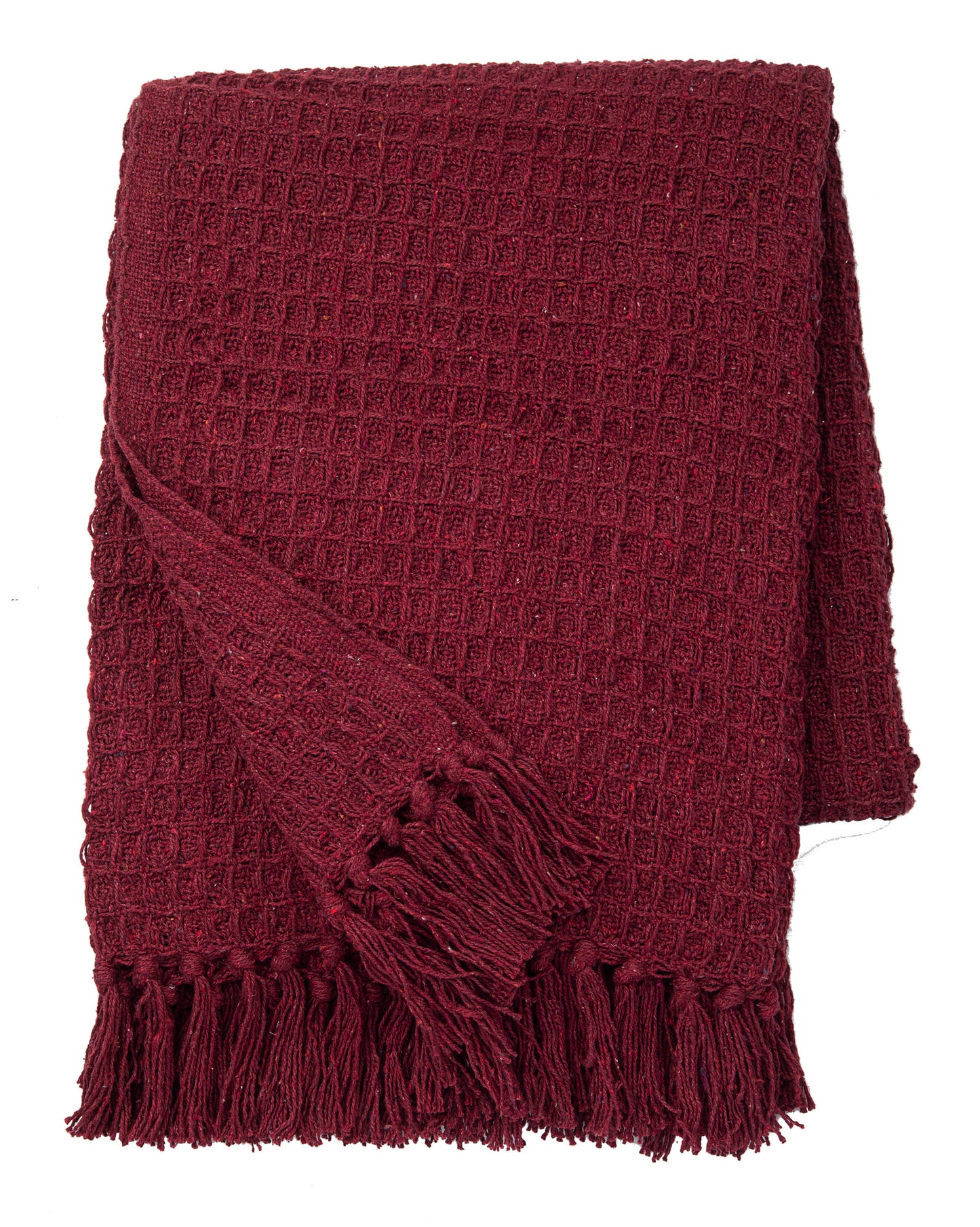 Deep Red Waffle Christmas Throw