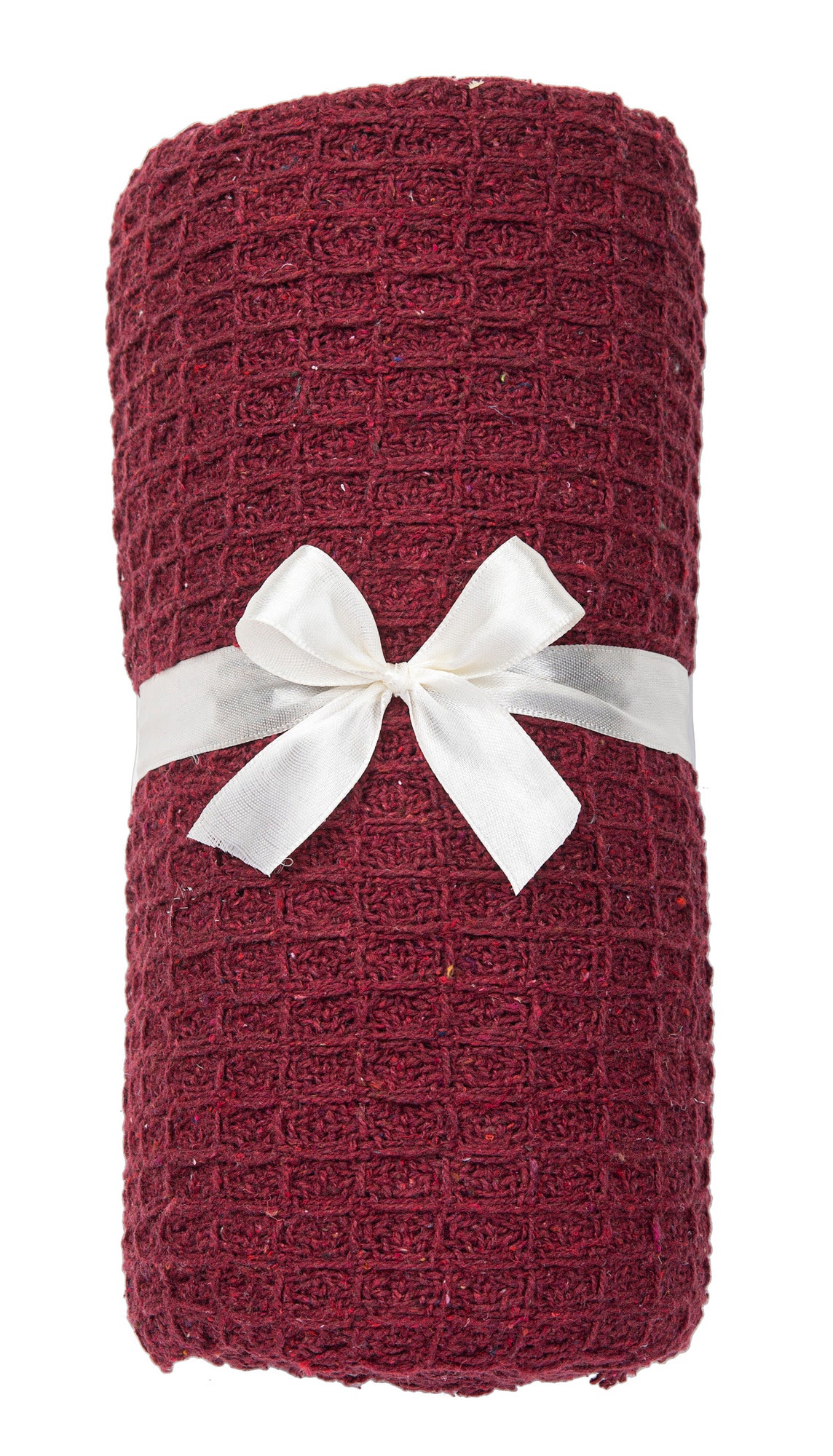 Deep Red Waffle Christmas Throw