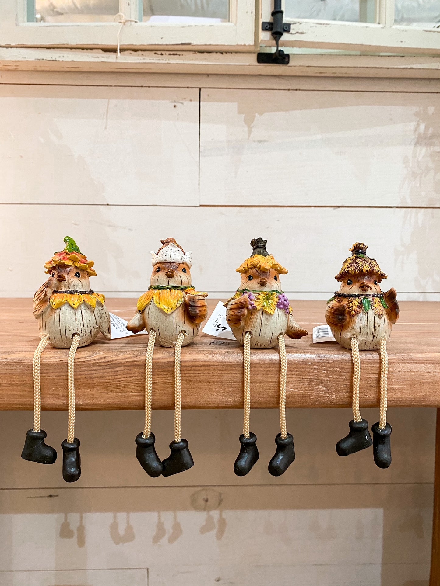 Sitting Bird Dangling Legs Figurine, 4 styles