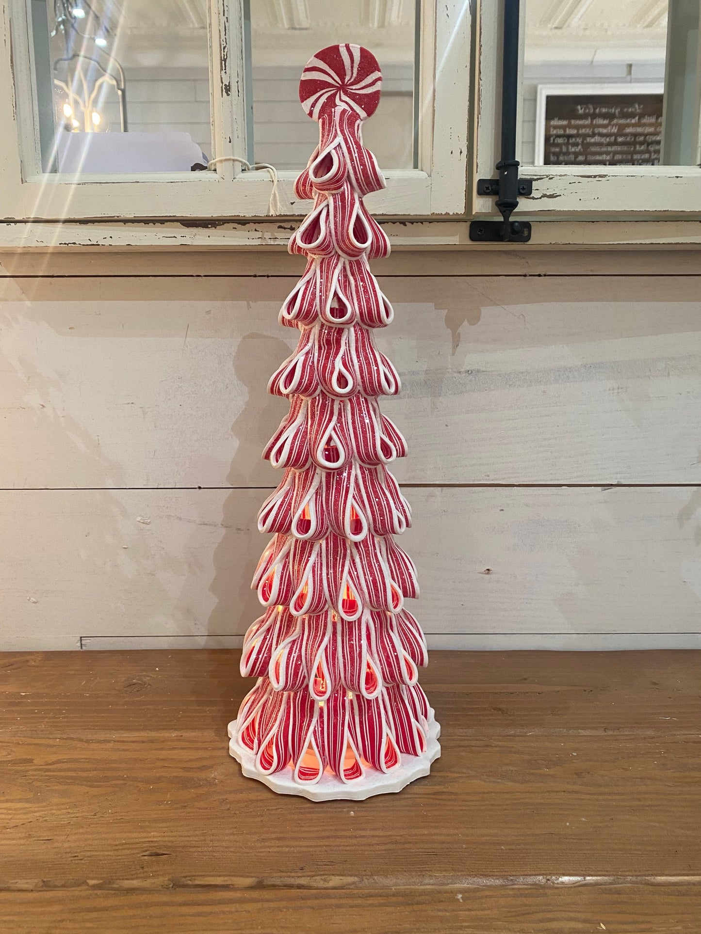 Peppermint Ribbon Light Up Tree, 3 sizes
