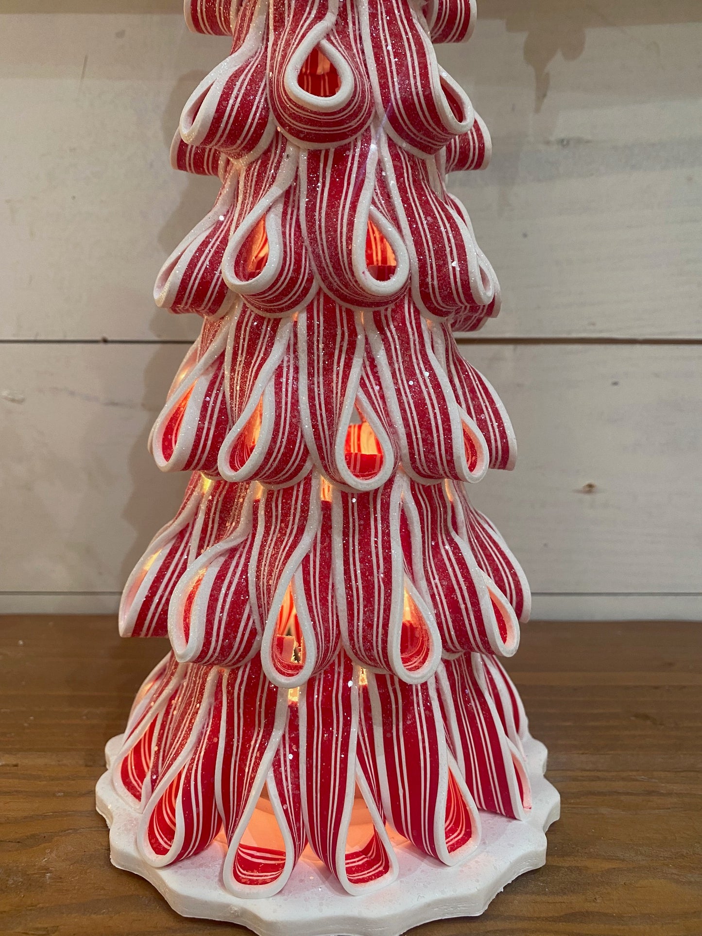 Peppermint Ribbon Light Up Tree, 3 sizes