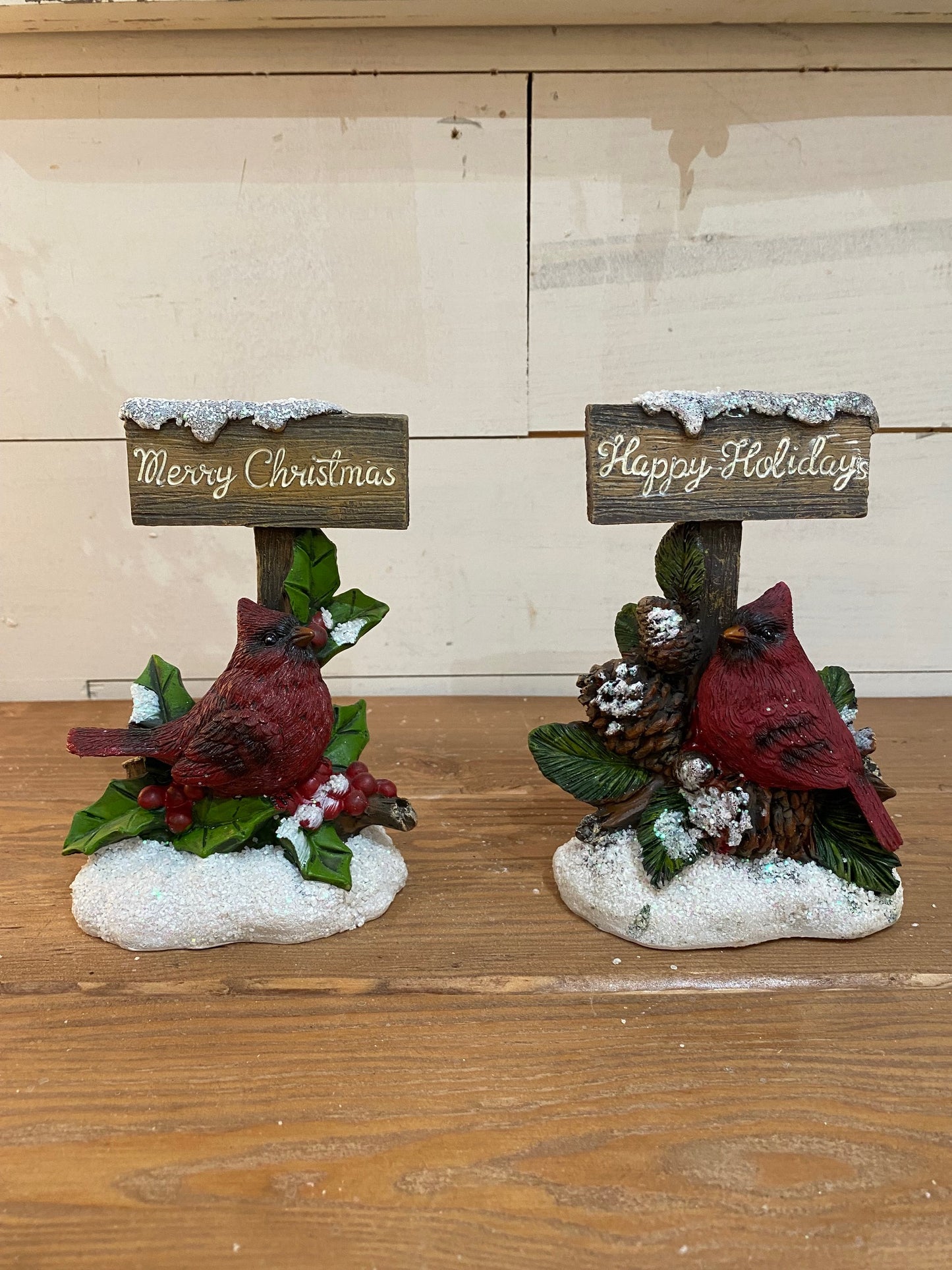 Holiday Cardinal with sign, 2 styles