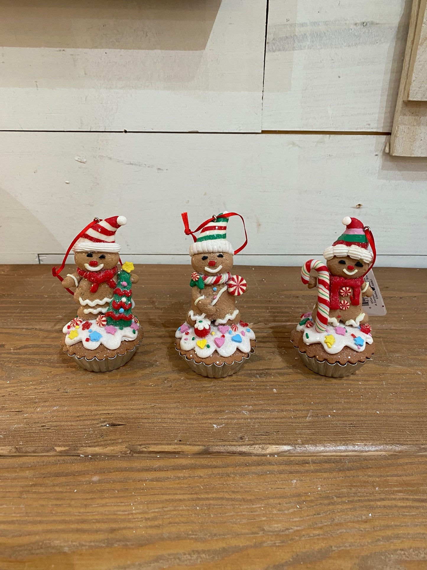 Clay Dough Gingerbread Cupcake Ornaments, 3 styles