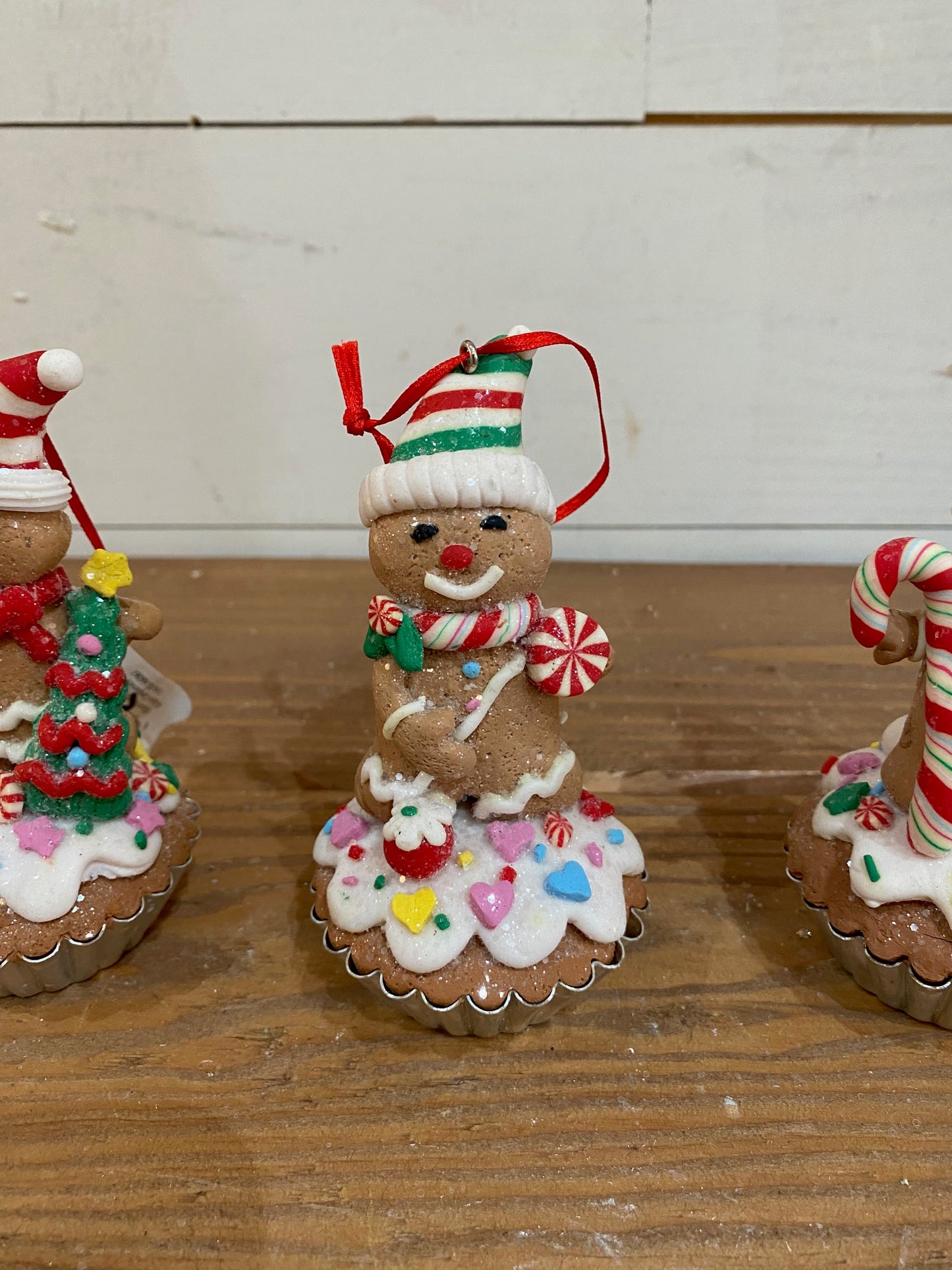 Clay Dough Gingerbread Cupcake Ornaments, 3 styles