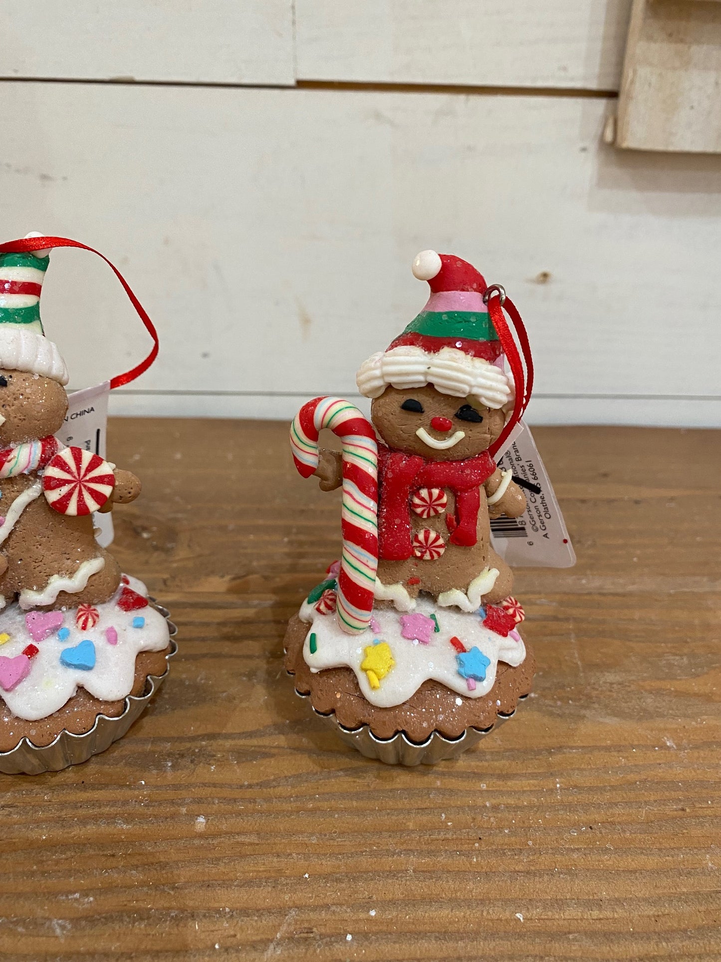 Clay Dough Gingerbread Cupcake Ornaments, 3 styles