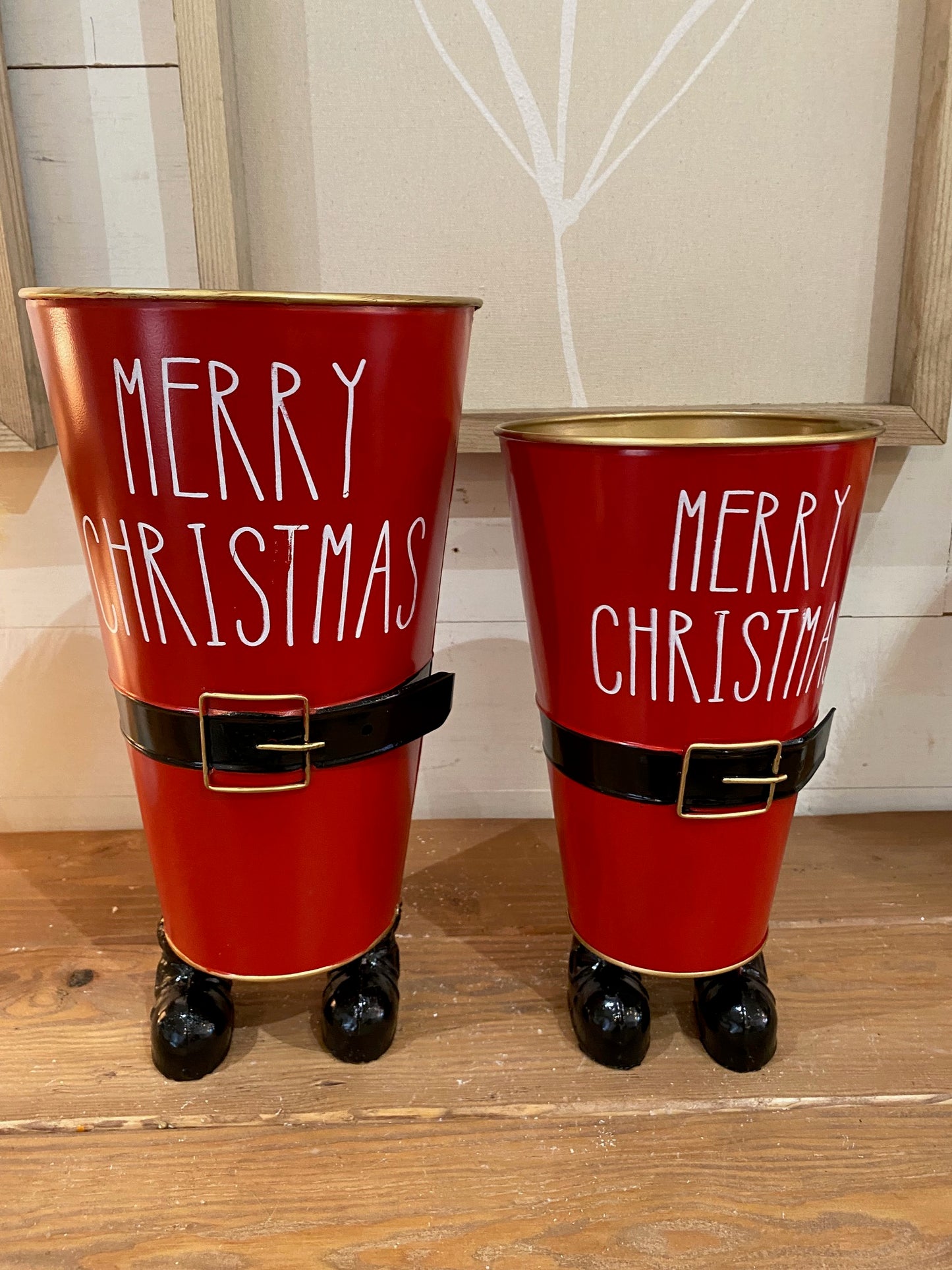Metal Holiday Santa Bucket, 2 sizes
