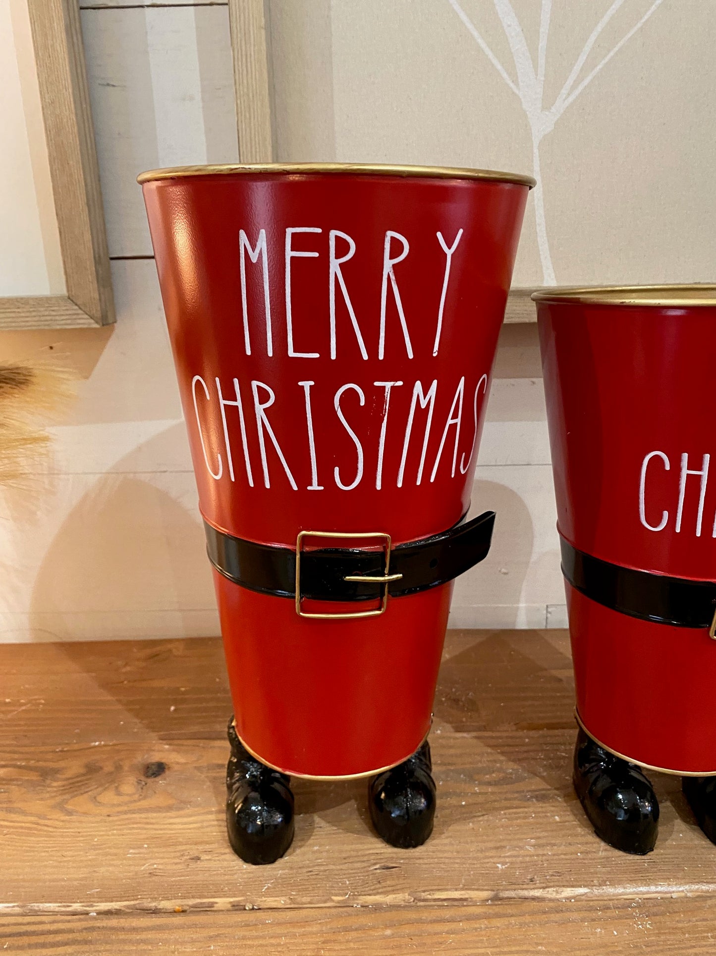 Metal Holiday Santa Bucket, 2 sizes