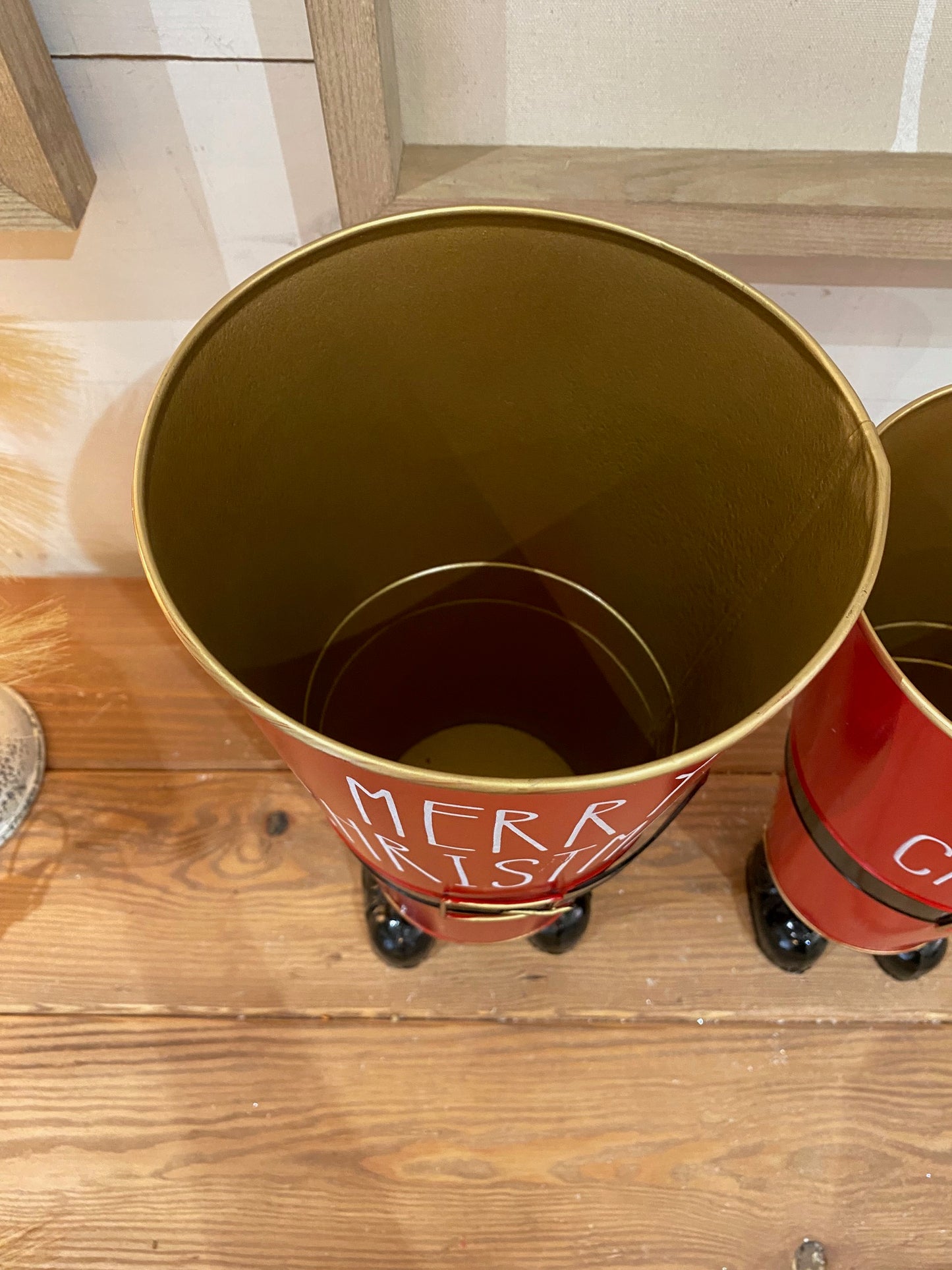 Metal Holiday Santa Bucket, 2 sizes