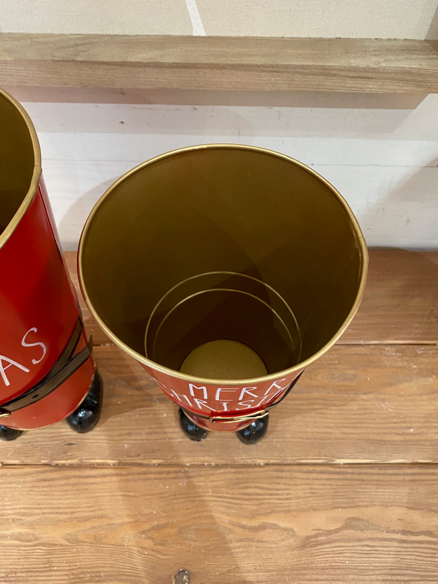 Metal Holiday Santa Bucket, 2 sizes