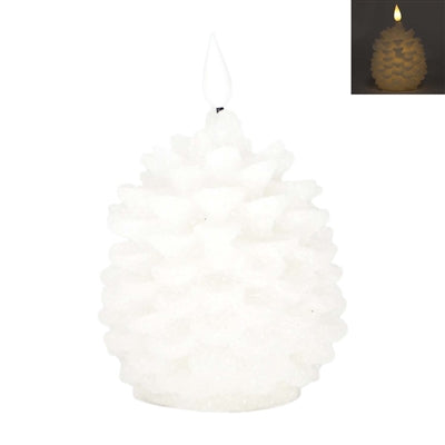 White Pinecone LED Candle, 2 sizes