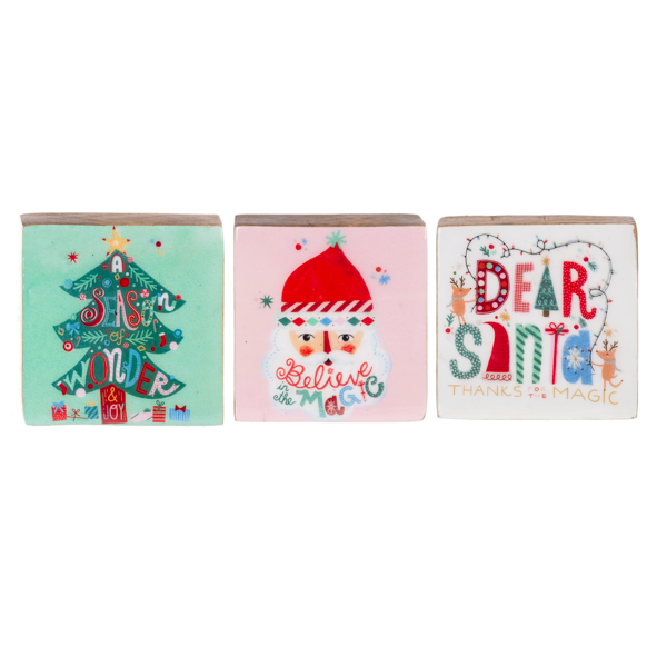 Whimsy Joyful Holiday Message Blocks, 3 styles
