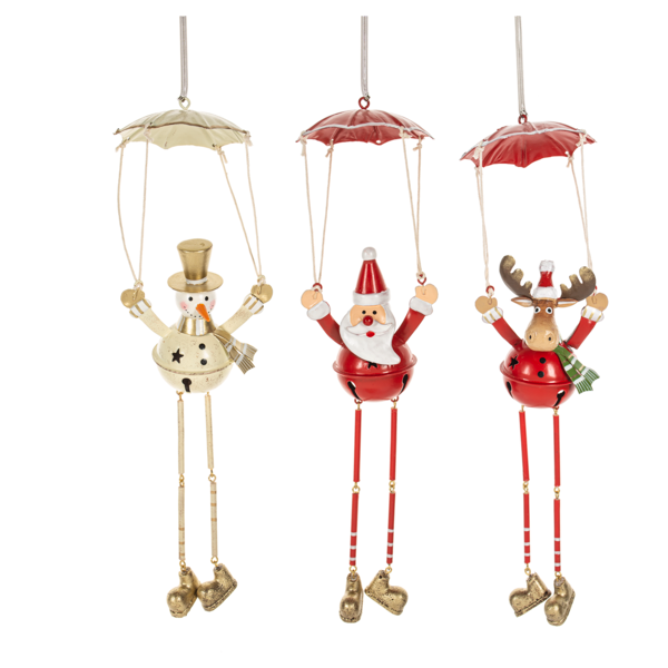 Santa Parachuting Ornaments, 3 styles