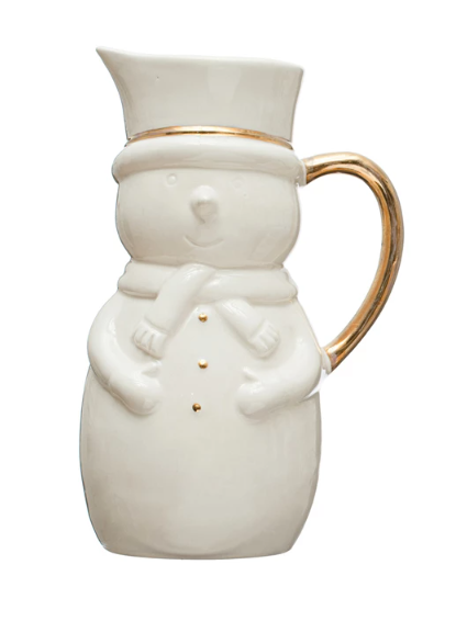 Snowman Pitcher w/ Gold Electroplating