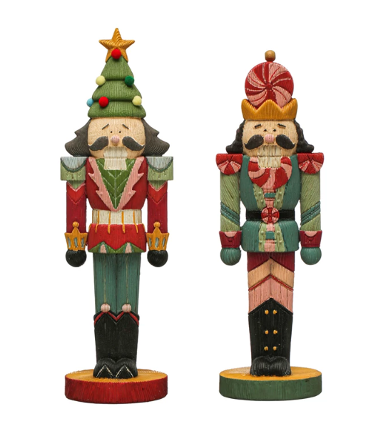 Resin Nutcracker, Multi Color & Wood Finish, 2 Styles