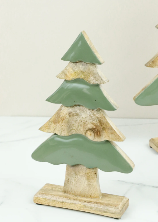 Green and Wood Enamel Tree, 2 sizes