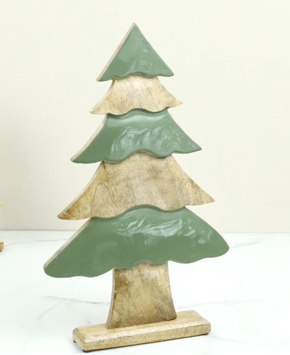 Green and Wood Enamel Tree, 2 sizes