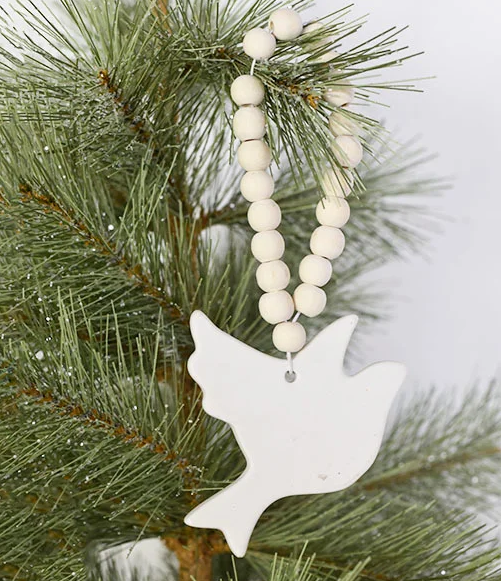 Christmas Dove Ornament w/ Beads
