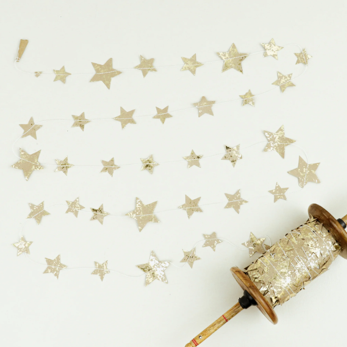 Brown Paper Star Garland on Spool
