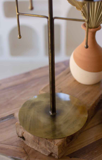 Antique Brass Tabletop Candelabra with Five Taper Candle Holders
