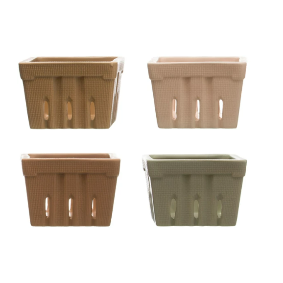 Textured Stoneware Berry Basket, 4 Colors