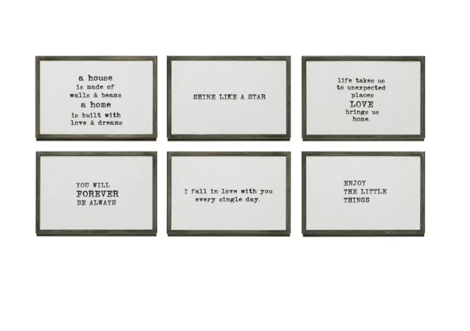Large Metal Frame with Easel and Saying, 6 Styles
