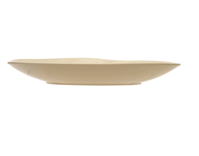 Hand-Painted Stoneware Platter w/ Embossed Flowers