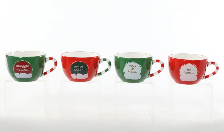 Christmas Cocoa Cappuccino Mugs, 4 styles