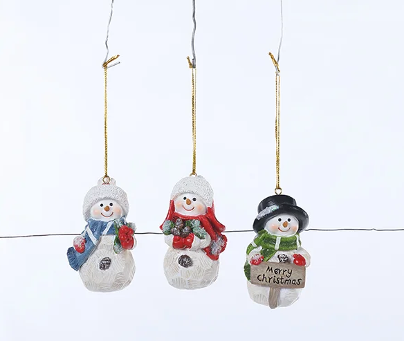 Resin Snowman Ornament, 3 styles