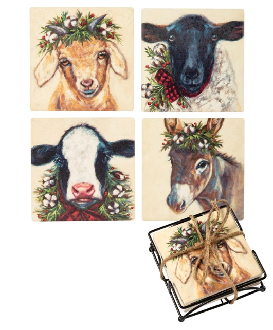 Coaster Set -Christmas Farm