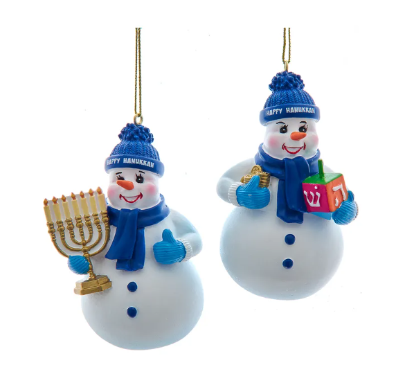 Happy Hanukkah Snowman Ornament, 2 styles