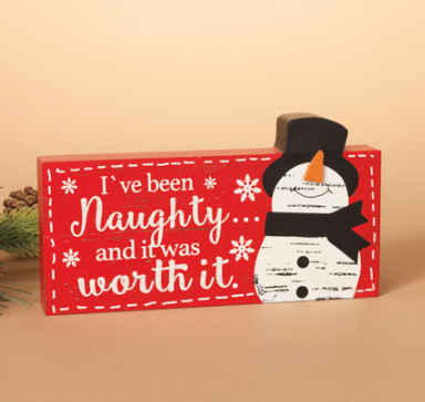Wood Snowman w/ Holiday Message Block