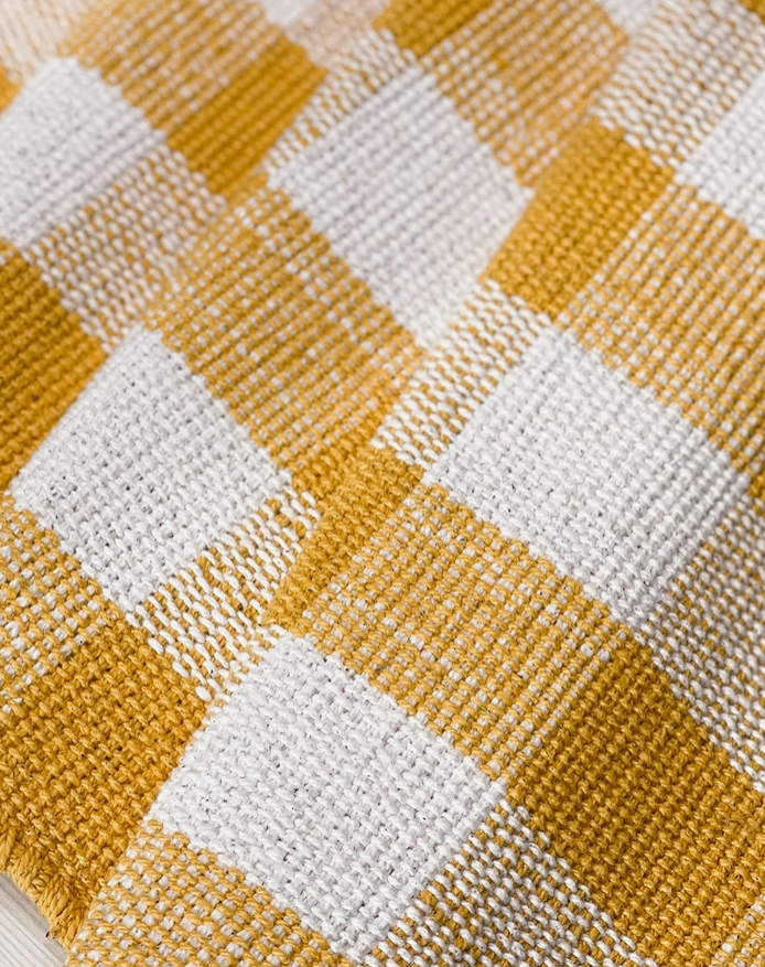 Buffalo Check Table Runner, Yellow-White