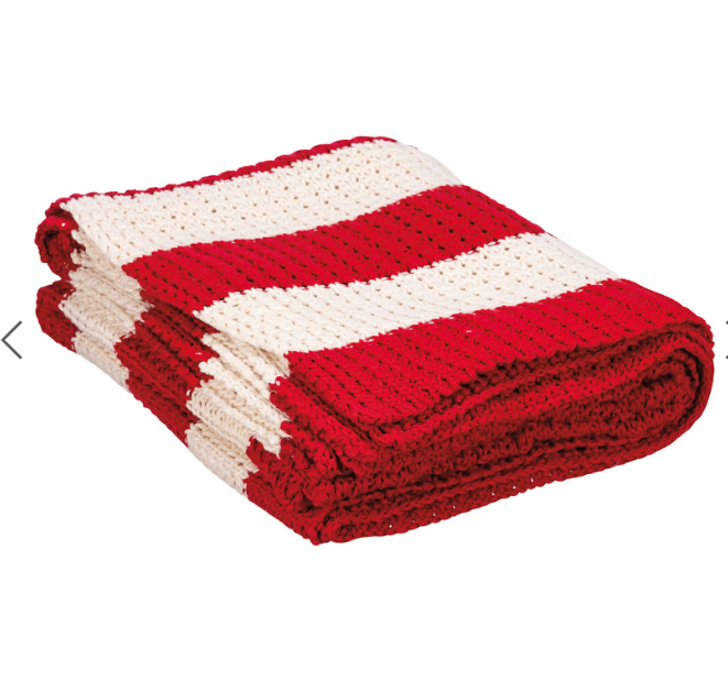 Red And White Striped Throw Blanket