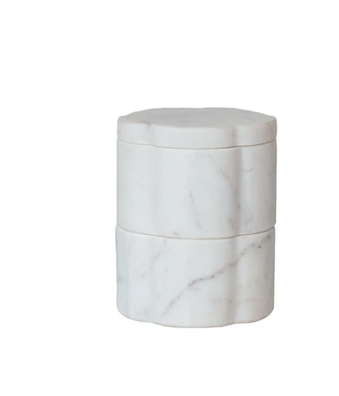 Demi Marble Scalloped Stackable Pinch Pots