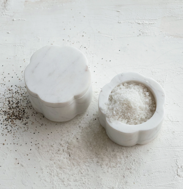 Demi Marble Scalloped Stackable Pinch Pots
