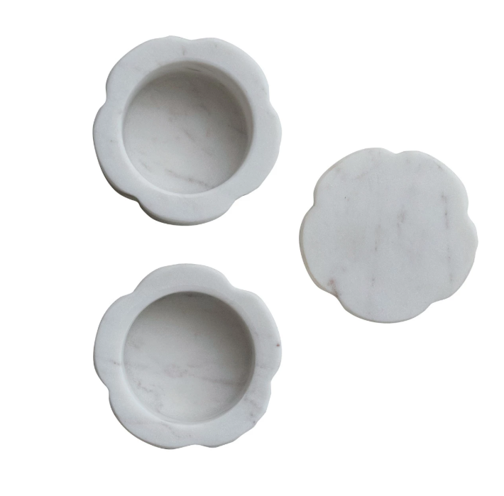 Demi Marble Scalloped Stackable Pinch Pots