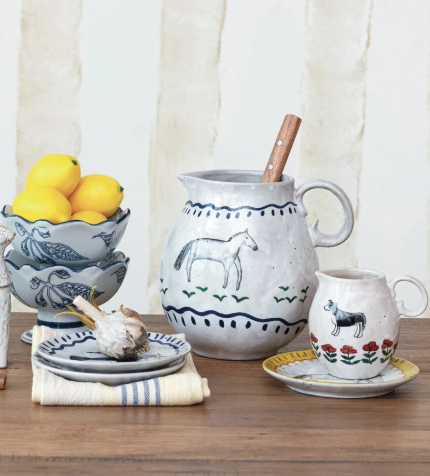 Parker Horse Hand-Painted Pitcher