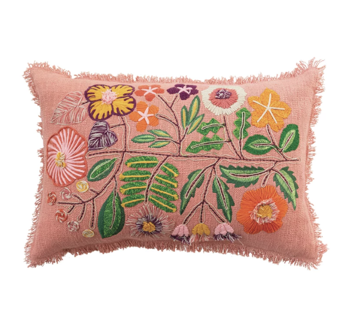 Reign Flower and Eyelash Fringe Lumbar Pillow