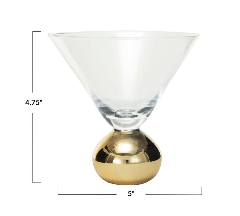 Martini Glass w/ Gold Electroplated Ball Stem