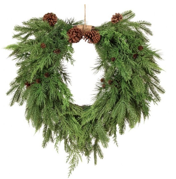 Real Feel Evergreen Heart Wreath