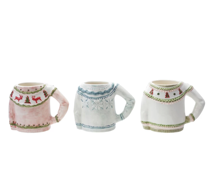 Stoneware Sweater Shaped Mug, 3 Styles