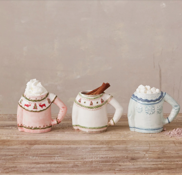 Stoneware Sweater Shaped Mug, 3 Styles